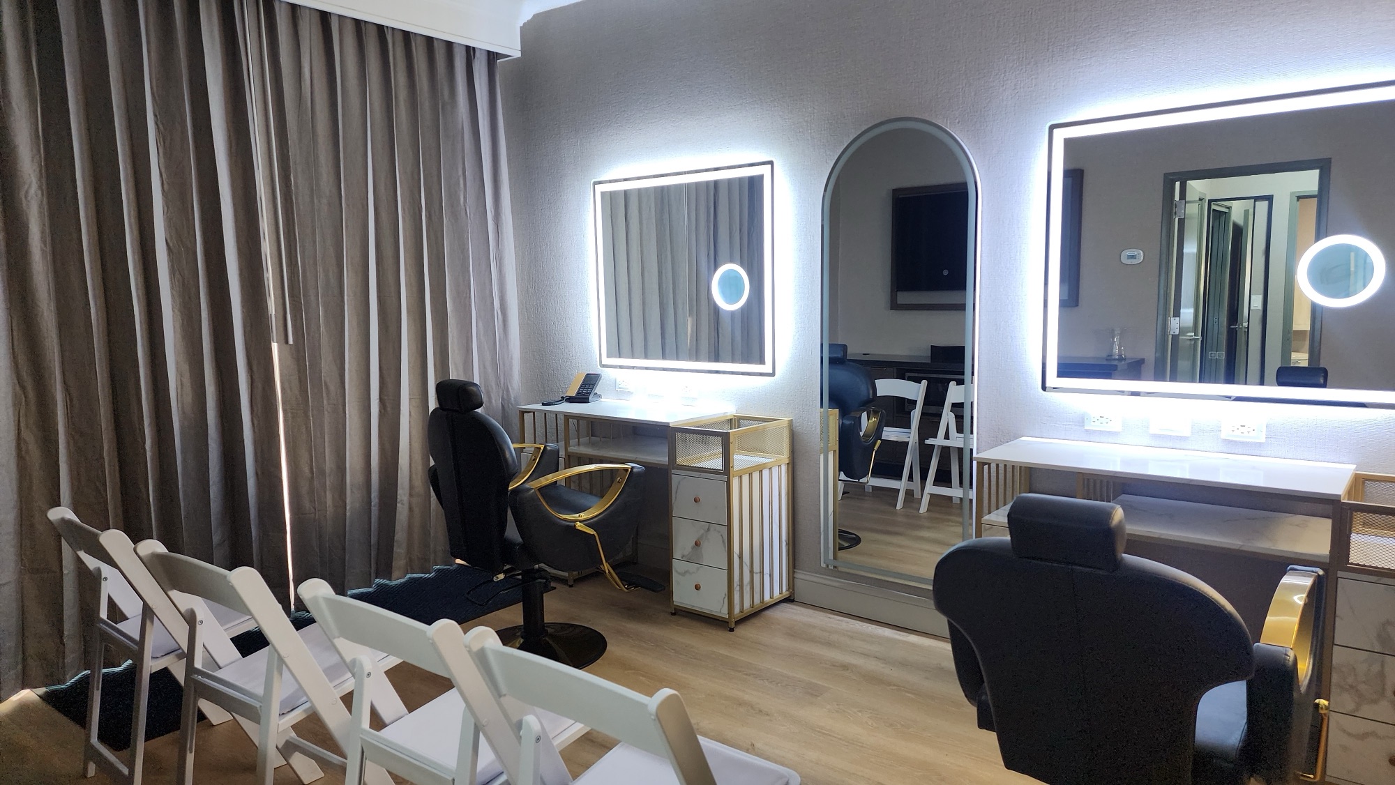 Bright two-room suite prepared for getting ready